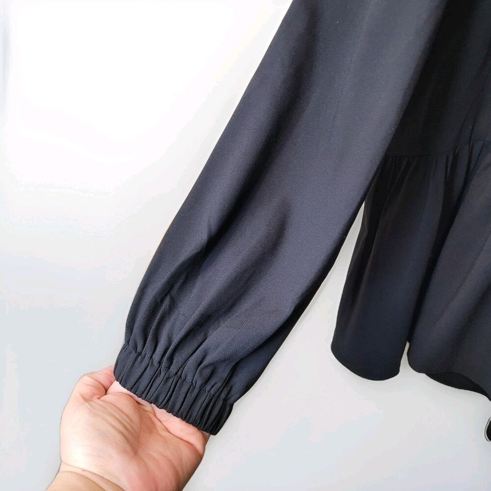 Tuckernuck Pomander Place Black Carlota Long Sleeve Peplum Blouse Medium New - Picture 6 of 14